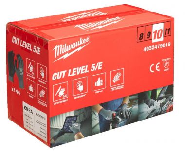 Перчатки защитные Cut level (Кат Левел) 5/E, XL/10 (144 пары) MILWAUKEE 4932479018 ― MILWAUKEE